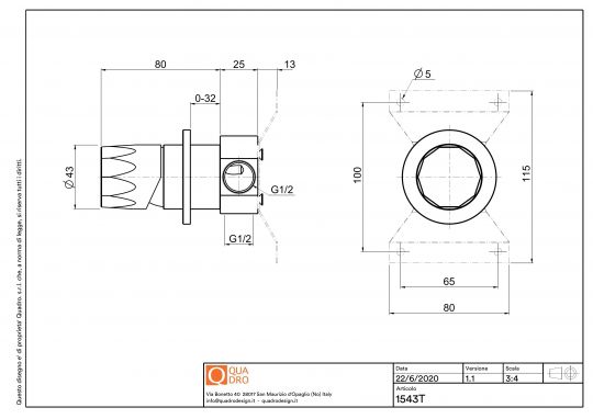 Рычаг встраиваемого в стену смесителя Quadro design HB 15 43T.00 AS схема 2 Рычаг встраиваемого в стену смесителя Quadro design HB 15 43T.00 AS схема 2