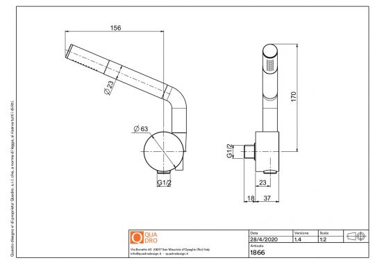 Ручной душ Quadro design Q 18 66 23 мм схема 5