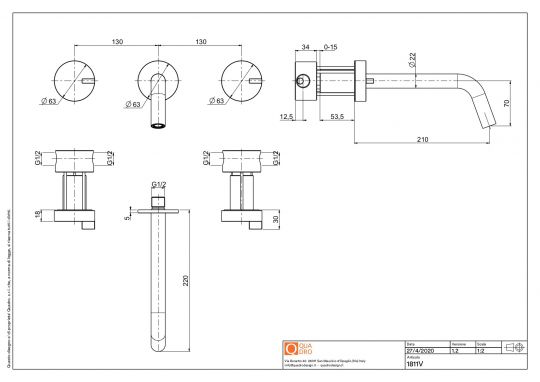 Смеситель для раковины Quadro design Q 18 11V настенный схема 4