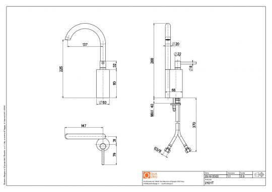 Смеситель для раковины Quadro design FFQT 21 01T поворотный излив схема 13