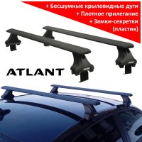 Багажник на крышу Volkswagen Jetta A7 (2018-...), Атлант, крыловидные аэродуги (черный цвет)