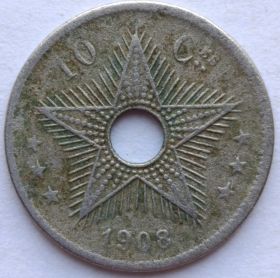 10 сантимов Свободное государство Конго 1908