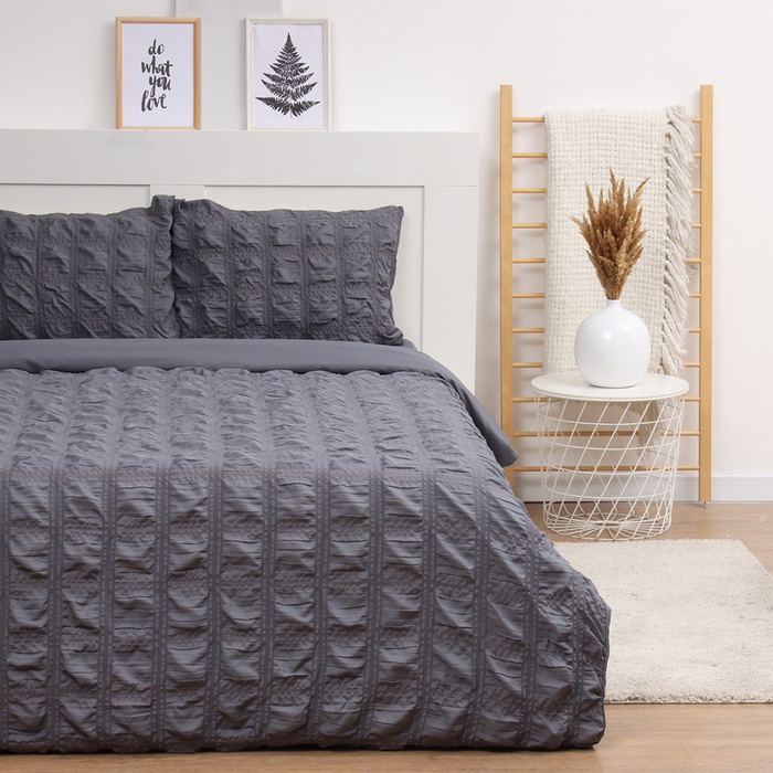 Постельное бельё LoveLife евро Texture: dark gray, 200х217см,230х240см,50х70см-2шт, микрофибра, 110 г/м2