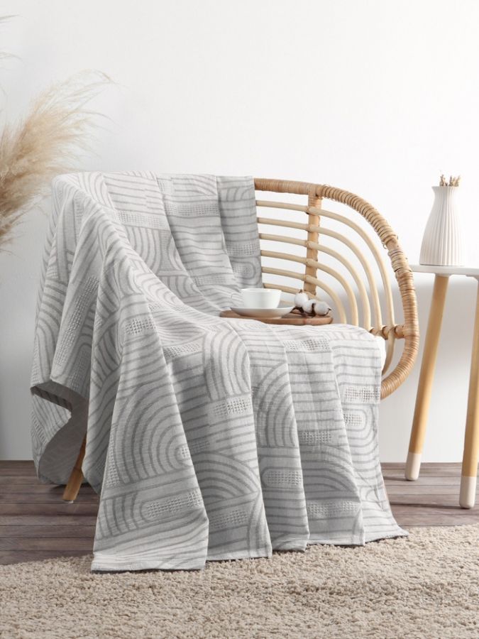 Плед «Этель» Cotton 220×240 см, серый, хлопок100%