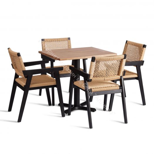 Стул VANHEIM дерево вяз/бечевка, Чёрный, 46х45х83 см