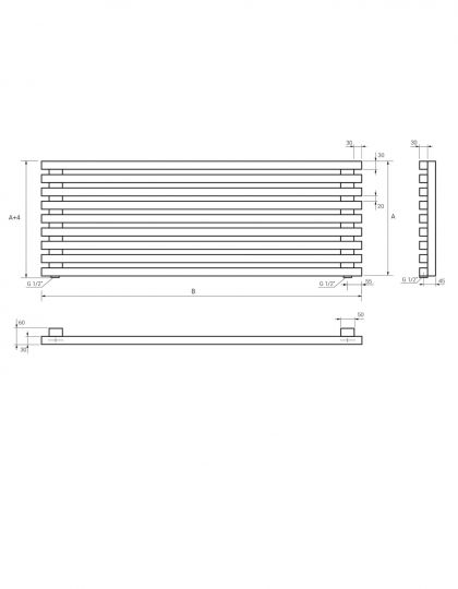 Полотенцесушитель водяной Broner MOOT H 8 380.800 30х30 горизонтальный 800 мм схема 5