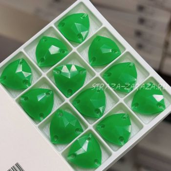 Глянцевые Пластиковые Пришивные Стразы Green Триллиант 16 мм