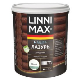 Лазурь для Дерева Linnimax Аква Лазурь 2.5л Белый для Внутренних и Наружных Работ / Линнимакс.