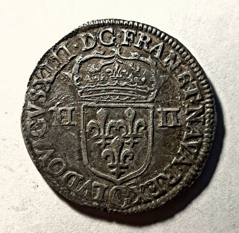 1/4 экю 1643 Франция AUNC Людовик XIII Редкий год