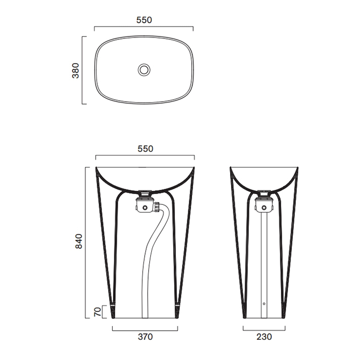 Раковина 55x38 h85 свободностоящая Catalano GREEN слив в пол цвет белый глянцевый 428550001 ФОТО