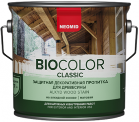 Декоративная Пропитка для Древесины Neomid Biocolor Classic 0.9л Сосна Полуматовая, Глубокопроникающая / Неомид Био Колор Классик.