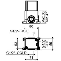 Внутренняя часть-Box встраиваемого смесителя Plumberia Selection IXO INT9035 для душа на 1 выход схема 2