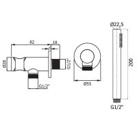 Комплект ручного душа Plumberia Selection HST3018 водорозетка с запорным клапаном и держателем душ 1 режим схема 6