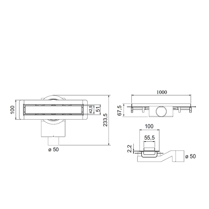 Трап душевой Plumberia Selection PS MODULAR PSM100 4x100 ФОТО