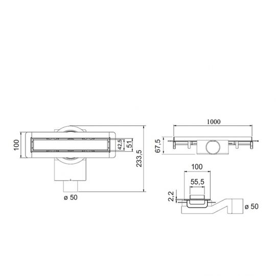 Трап душевой Plumberia Selection PS MODULAR PSM100 4x100 схема 2