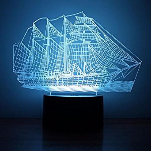 3D LED Светильник Корабль оптом