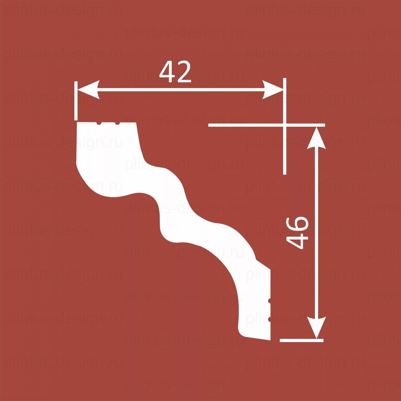 KX032 Карниз экополимер, 46х42, 2000 мм