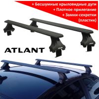 Багажник на крышу Mazda 3 sedan/hatchback (2013-18), Атлант, крыловидные аэродуги (черный цвет)