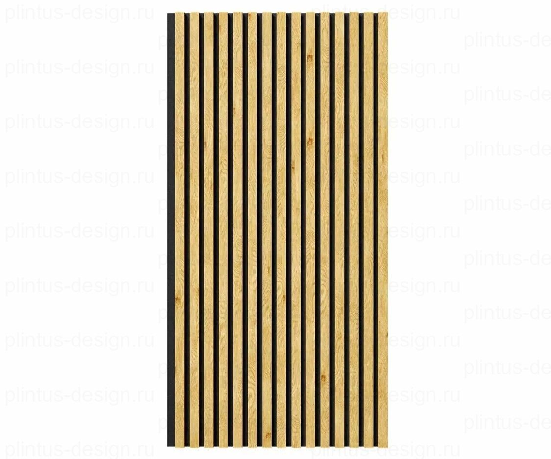 Акустическая панель, черный войлок, рейки МДФ, дуб медный, 600х19, 1200 мм