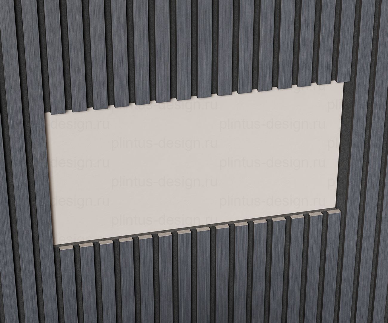 Акустическая панель, черный войлок, рейки МДФ, шпон дуб антрацит темно-серый, 600х21, 1200 мм