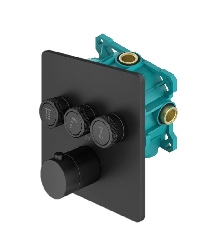 Комплект встраиваемого термостатического смесителя Plumberia Selection KITPSB2903 для душа 3 выхода с внутренней частью PSB003 ФОТО