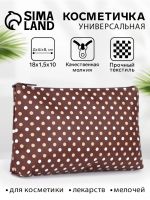 Косметичка-пенал на молнии, плоская, с рисунком, коричневая