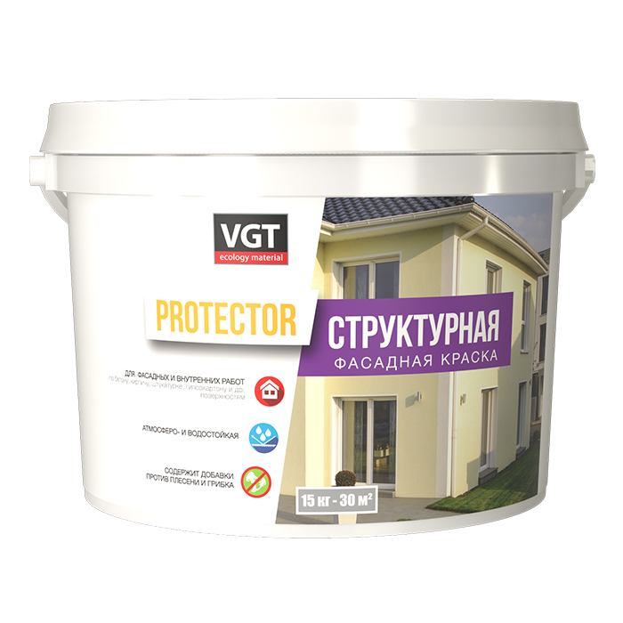 VGT Protektor pro структурная краска для наружных и внутренних работ, объем 7кг