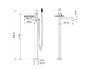 Напольный смеситель хромированный для ванны Boheme Stick 129 схема 3 Напольный смеситель хромированный для ванны Boheme Stick 129 схема 3