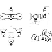 Однорычажный настенный смеситель для душа Boheme Vogue 214 схема 2