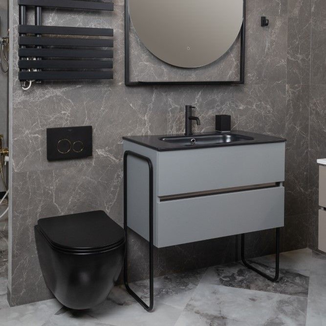 Тумба без раковины 80x46 DUST 2 полки Vallessi 837-080-GD mat