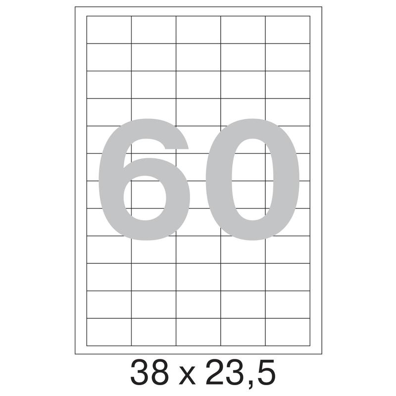 73647 / 795216 Самоклеящиеся этикетки Pro  MEGA LABEL (Комус) 38х23,5 мм / 60 шт.  на листе À 4 (100 листов в пачке)