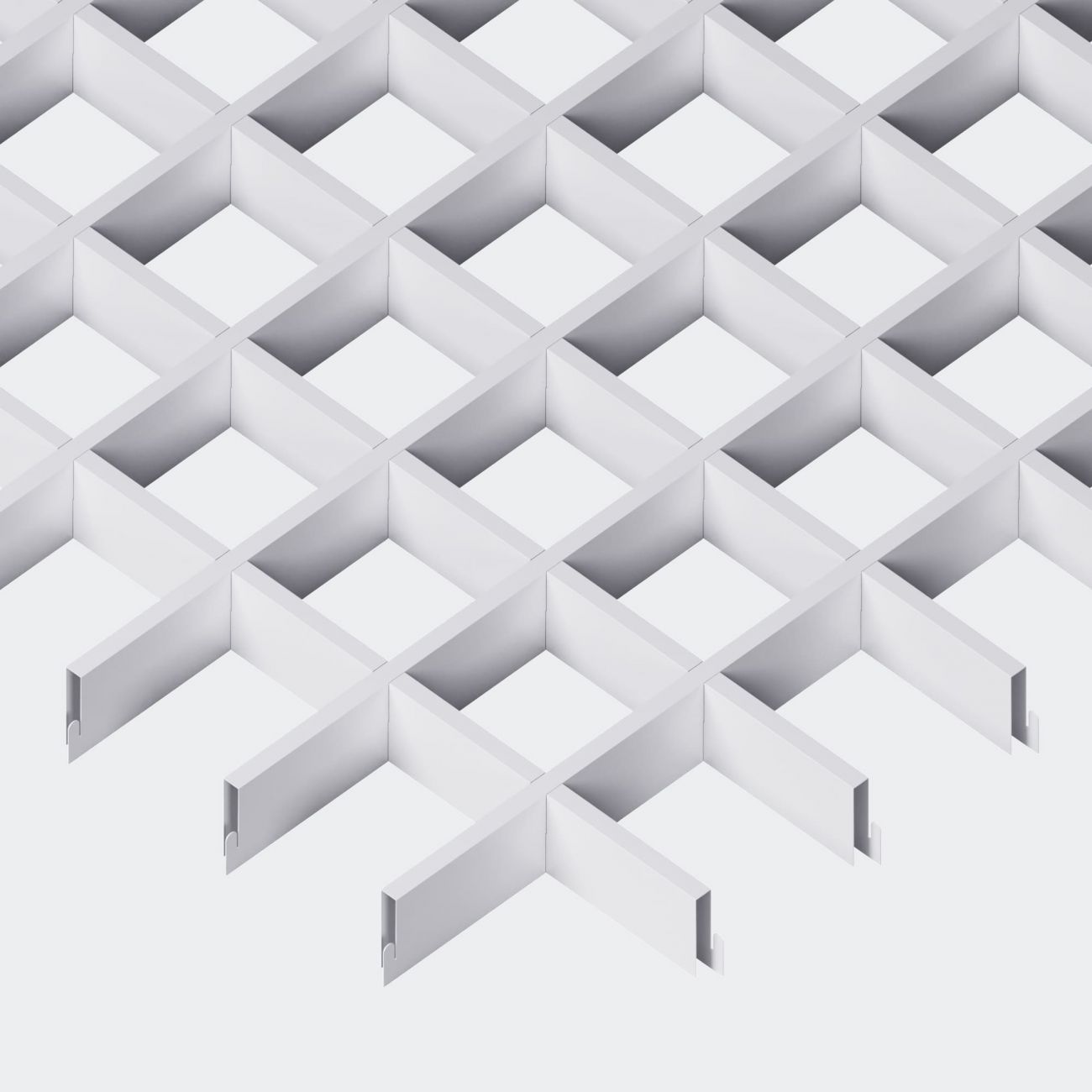 Подвесной потолок Грильято 100х100х30 мм белый ячеистый потолок из алюминиевого профиля