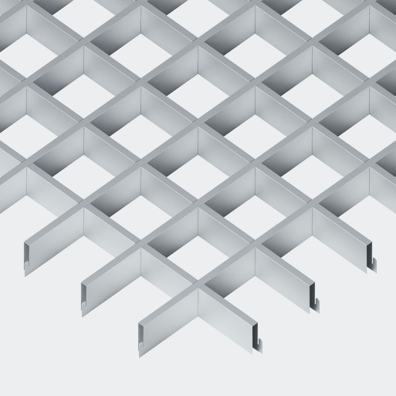 Подвесной потолок Грильято 200х200х30 мм серебристый ячеистый потолок из алюминиевого профиля