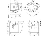 Мойка для кухни Alveus LINE MAXIM 50 SAT 90 с сифоном 61х50 см схема 4