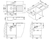 Мойка для кухни Alveus FS LINE MAXIM 10-SAT 1+1/2 в комплекте с сифоном 98,5х50,5 см схема 6