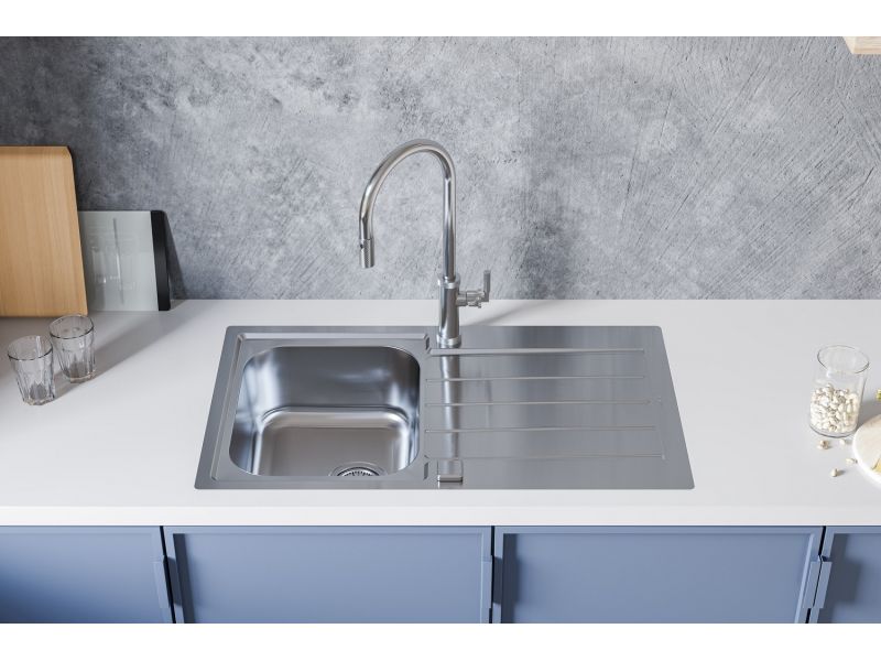 Мойка для кухни Alveus LINE MAXIM 20 SAT-90 FS c сифоном 86,5х50,5 см ФОТО