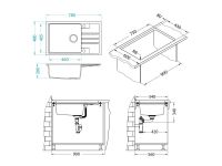 Мойка для кухни Alveus INTERMEZZO 130 GRANITAL в комлекте с сифоном 78х48х20 см схема 10