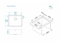 Мойка для кухни Alveus NOX 50 BRS с интегрированным сифоном 54х44х20 см схема 7