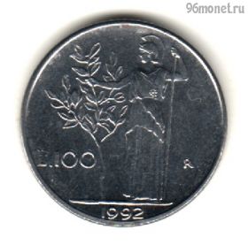 Италия 100 лир 1992