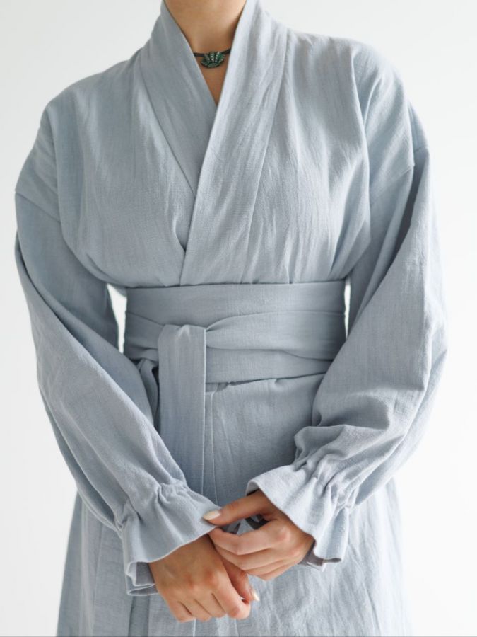 Кимоно из крапивы серо-голубое