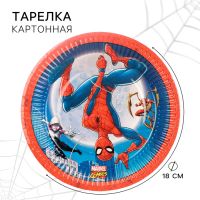 Тарелка бумажная одноразовая «С Днем Рождения!», 18 см, Человек-паук