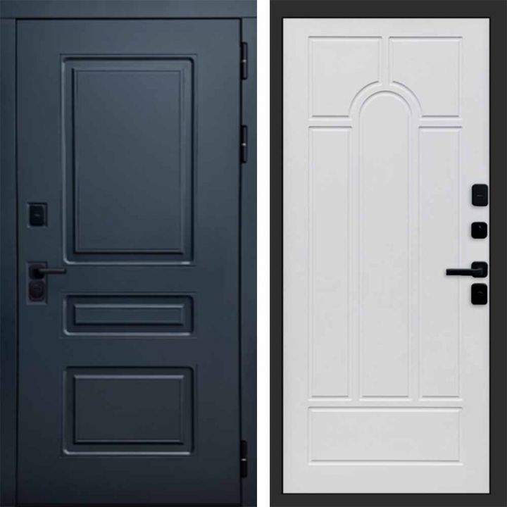 Входная дверь Termo-door Аляска Графит с терморазрывом - Арка Белое дерево