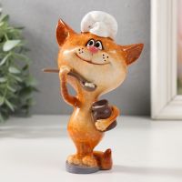 Фигурка полистоун лак «Котик-повар с кашей в горшочке», 8.2?7?14.3 см