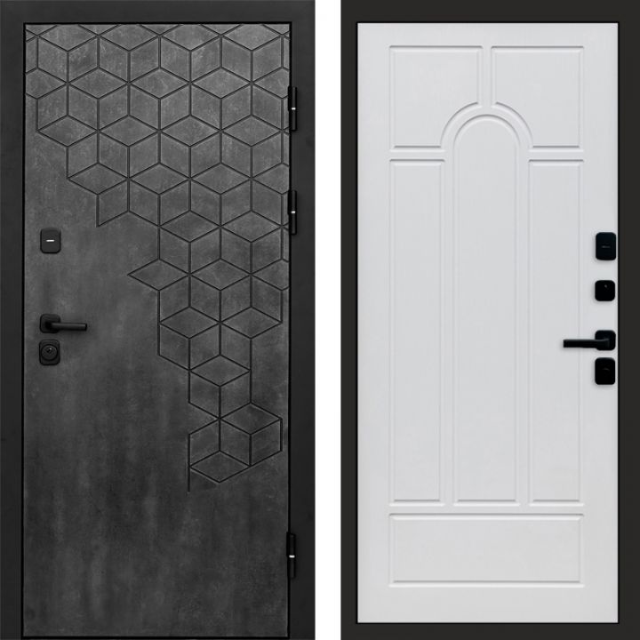 Входная дверь Termo-door Спейс Бетон патина - Арка Белое дерево