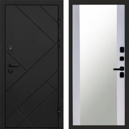 Входная дверь Termo-door Стоун Black - Зеркало Белый софт