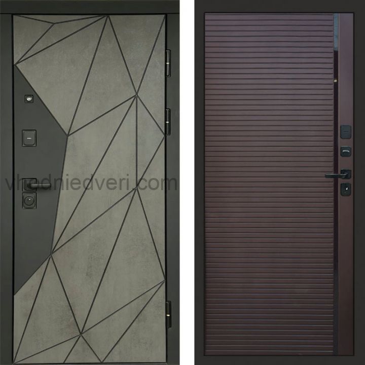 Входная дверь Termo-door Геометрия Бетон - Porte Шоколад