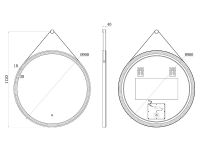 Зеркало c подсветкой на ремне UNI-FLOW M642 d900 с защитой от запотевания D-90 см схема 3