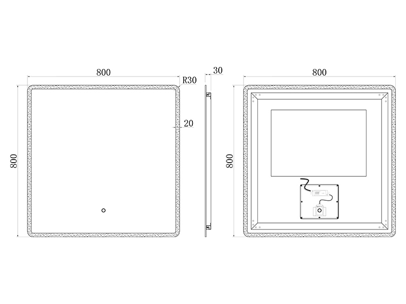 Зеркало c подсветкой UNI-FLOW M-647 80x80 см с защитой от запотевания ФОТО