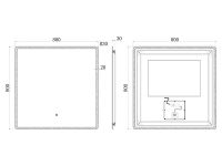 Зеркало c подсветкой UNI-FLOW M-647 80x80 см с защитой от запотевания схема 3