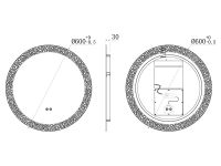Зеркало c подсветкой и защитой от запотевания UNI-FLOW M-213 круглое D-60 см схема 3